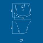 روشویی دیواری چینی کرد مدل آرین / Arian