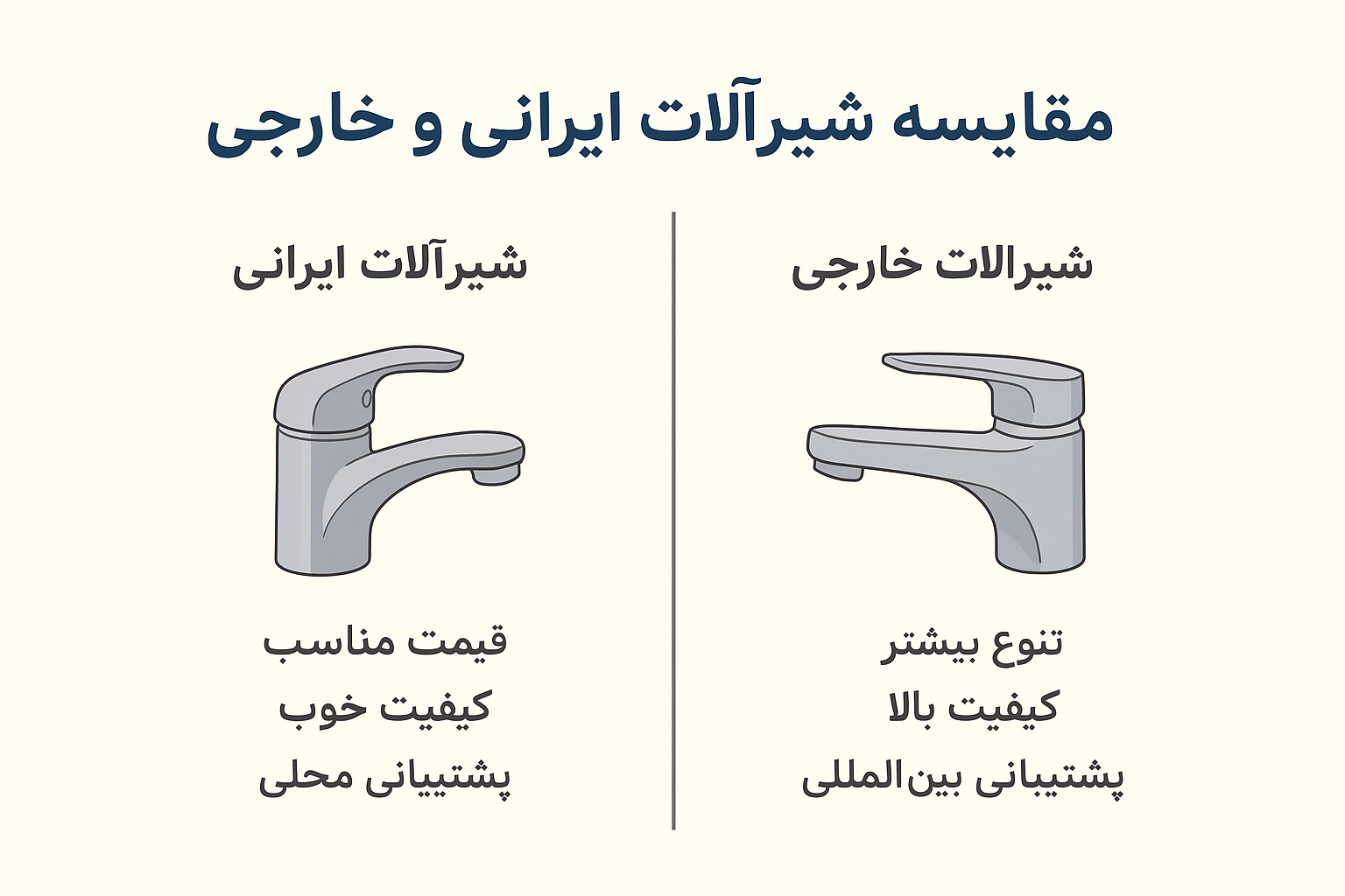 مقایسه شیرآلات خارجی و ایرانی